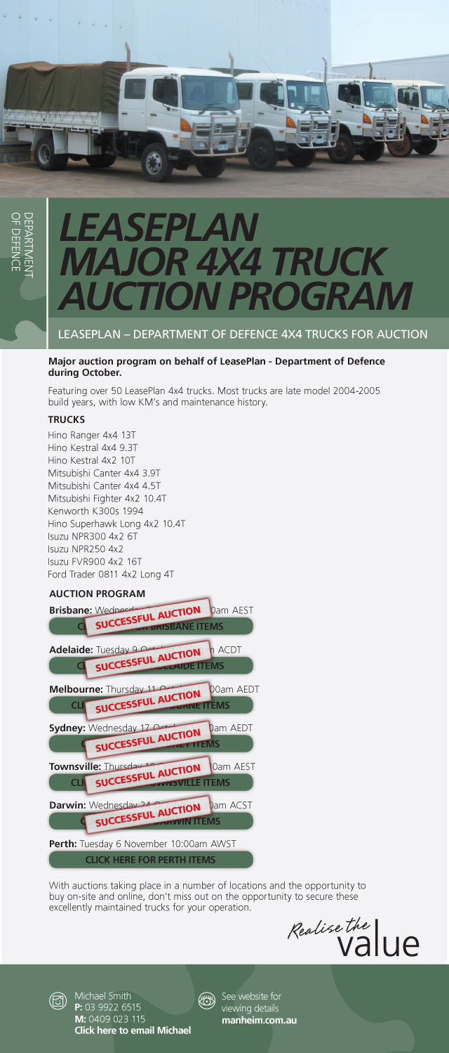 LeasePlan major 4x4 truck auction program | Manheim